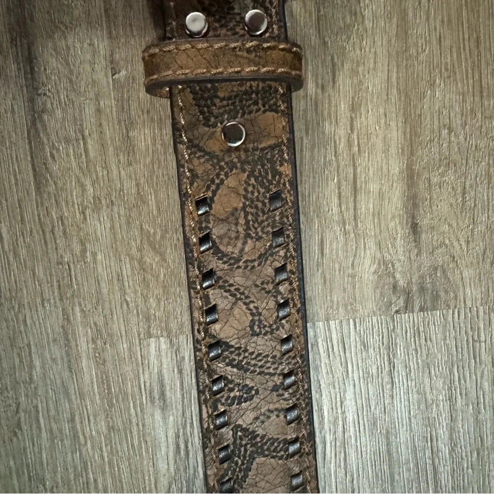 Nocona Belt co. Brown Leather Belt with Silver Buckle size - XL